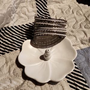 Gold tone and pearl cuff bracelet